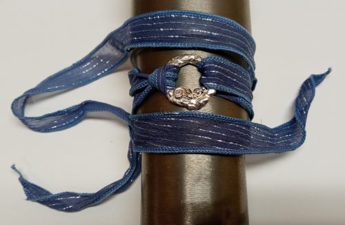 Judy Larson's Ribbon Wrapped Bracelet tips - , Wire Jewelry Design, Design,  wrapped with a light blue ribbon